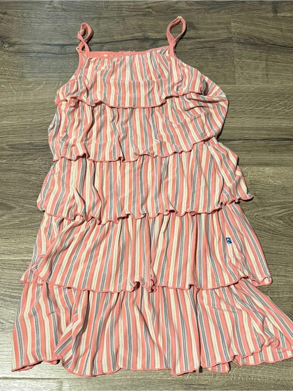 Girls 7/8 Spaghetti Strap Bamboo Tier Dress Kickee Pants EUC